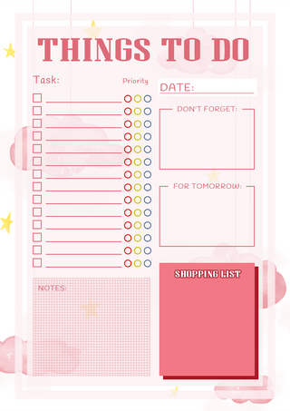 待办事项清单粉色云朵工作计划学习笔记简约海报