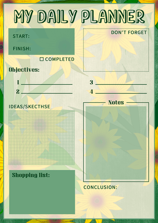 工作计划字体海报模板_待办事项清单绿色自然花朵工作计划目标笔记海报