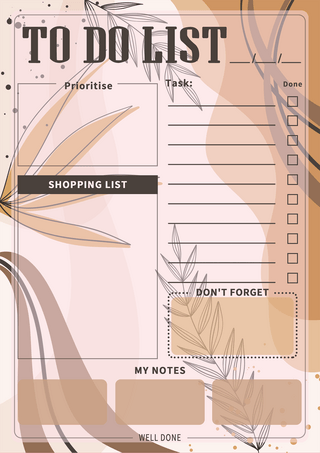 待办事项清单工作计划学习笔记花草线条简约海报