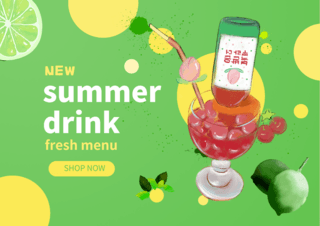 绿色夏季果汁新品广告海报