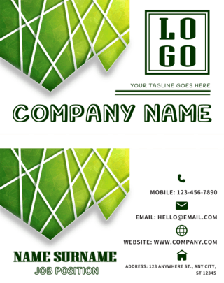 多彩几何形状绿色印花背景现代公司简约商务企业名片