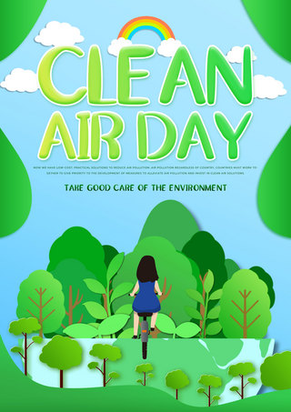 绿色空气海报模板_绿色植被国际清洁空气蓝天日传单