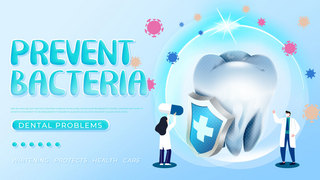 医疗保健医学海报模板_蓝色保护牙齿健康落地页模板