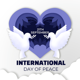 和平鸽子海报模板_国际和平日爱心鸽子