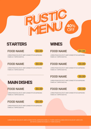 饭馆海报模板_橙色形状餐厅饭馆菜单宣传模板