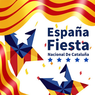 西班牙加泰罗尼亚国庆日创意星星媒体社交模板