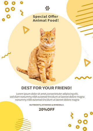 动物粮食海报模板_宠物粮食商品促销模版