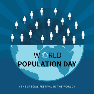 创意人口海报模板_世界人口日条纹创意媒体社交模板