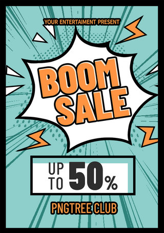 retro boom sale promotion flyer