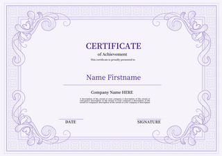 证书花海报模板_紫色花纹公司商务证书