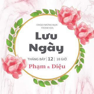水彩婚礼花环海报模板_水彩婚礼花卉越南语媒体社交模板
