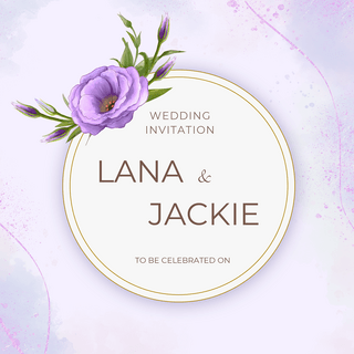 紫色婚礼花朵海报模板_洋桔梗婚礼社交媒体
