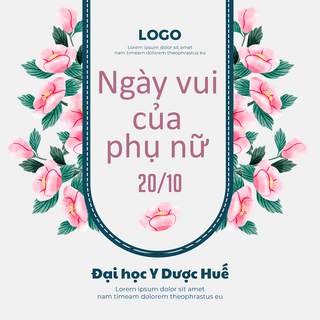植物女人海报模板_卡通浪漫花卉越南女人节社交媒体广告