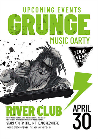 grunge music party poster flyer