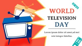 世界电视日海报模板_world television day orange banner festival