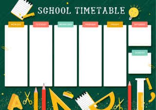 学习计划表模板海报模板_绿色学习文具学习时间表模板