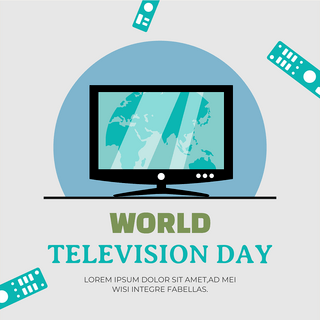 世界电视日海报模板_world television day remote control grey