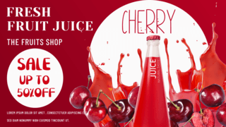 果汁广告海报模板_红色新鲜水果果汁折扣促销横幅