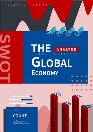经济图表海报模板_红蓝商业全球经济传单