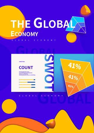经济图表海报模板_三棱锥立体几何数据统计传单