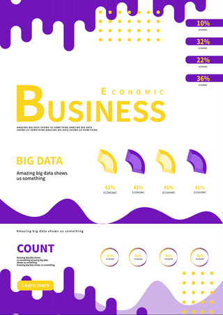 数据科技3d海报模板_紫黄撞色商业数据传单