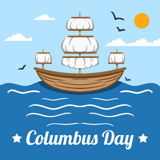 columbus day social fun and cartoon media post
