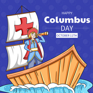 cartoon海报模板_columbus day cartoon and simplicity social media post