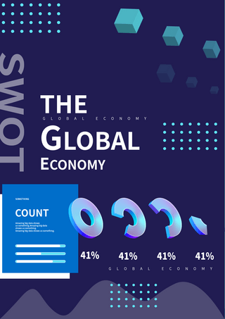分析的海报模板_深蓝色全球经济分析数据传单