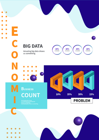 经济图表海报模板_立体大数据分析海报传单