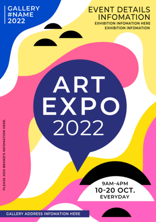 艺术传达海报模板_彩色曲线流体装饰艺术节展览传单