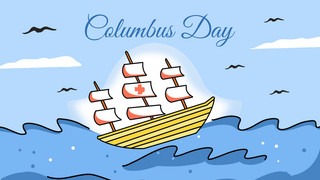 columbus day cartoon boat banner