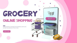 粉色杂货商店网上购物宣传模板
