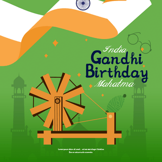 birthday海报模板_india mahatma gandhi birthday social media post