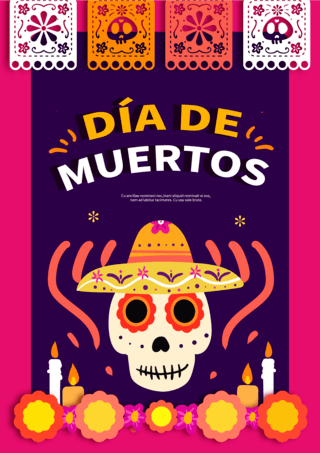 poster海报模板_colorful flag skull mexican day of the dead poster