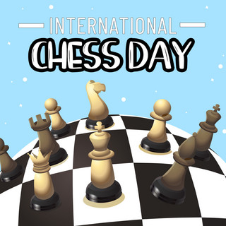 国际象棋日海报模板_international chess day simple exhibition board