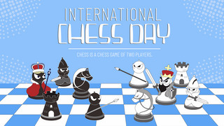 international chess day blue display board