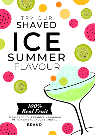 食物冰海报模板_圆点水果装饰夏季沙冰饮料销售传单