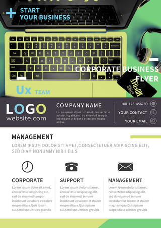 商业合作传单海报模板_优雅的企业商务传单模板