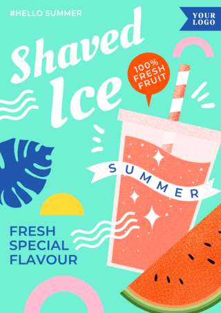 夏季水果沙冰销售广告海报传单