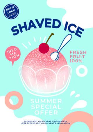 插图商业海报模板_夏季清凉水果沙冰销售广告传单
