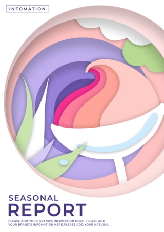 抽象水果海报模板_圆形剪纸彩色刨冰报告传单封面