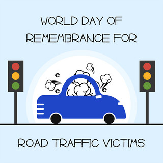 car？海报模板_world day of remembrance for road traffic victims blue and fun social media post