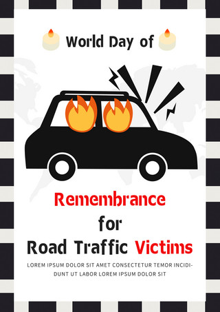 car？海报模板_world day of remembrance for road traffic victims striped border banner