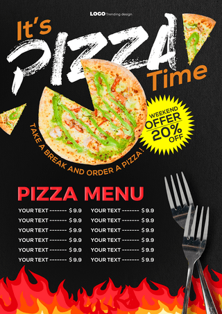 时尚快餐海报模板_时尚创意披萨餐饮美食菜单