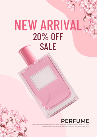 粉红色花卉香水促销宣传活动横幅模板