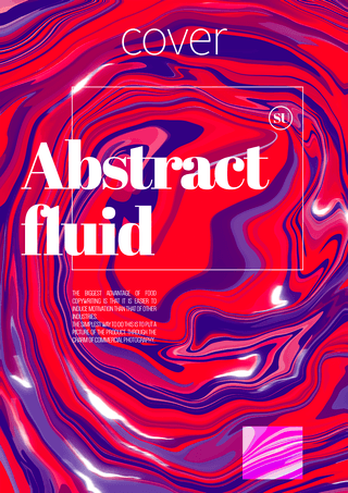 抽象液体海报模板_红蓝撞色抽象多彩封面模板