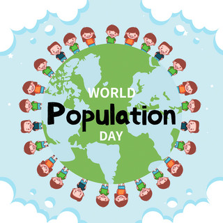 world海报模板_world population day cute and cartoon social media post