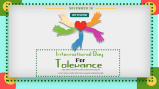 国际宽容日海报海报模板_international day of tolerance banner five color arms love