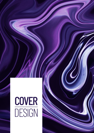 现代纤维艺术海报模板_紫色抽象液态封面