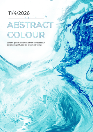 抽象液体海报模板_蓝色颜料抽象亚克力传单